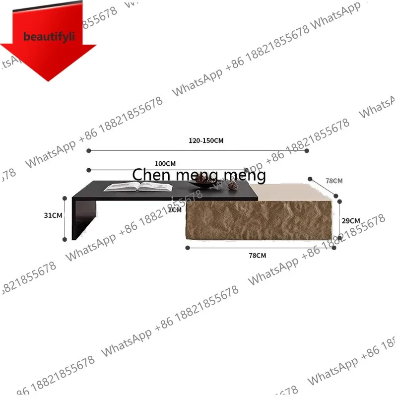 

A46 Modular Luxury Coffee Table Rectangle Neutral Modern Elegant Coffee Table Trendy Design Living Room Coffee Table Furniture