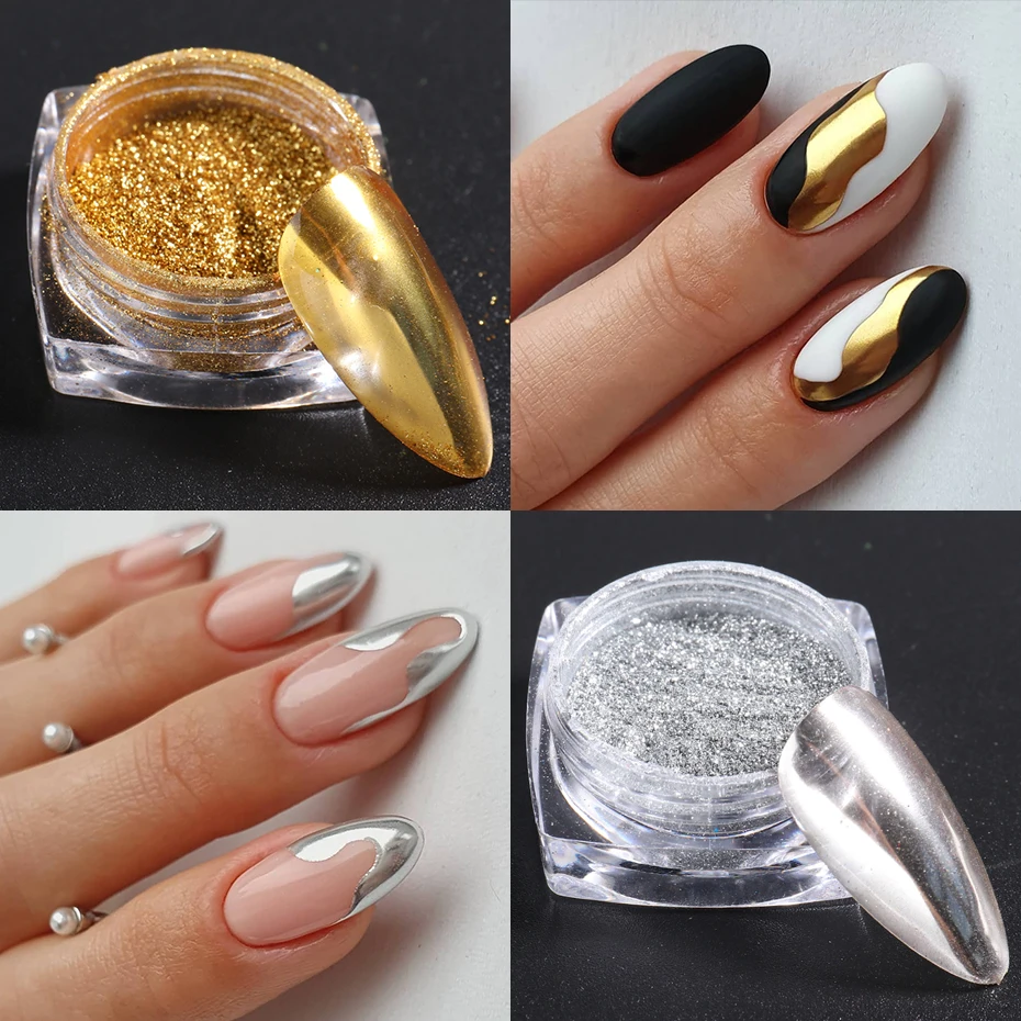 Set di polveri per unghie cromate metallizzate da 23 colori Y2K Specchio magico Oro Argento Decor Sfregamento Glitter Pigmento Fiocchi Accessori per manicure