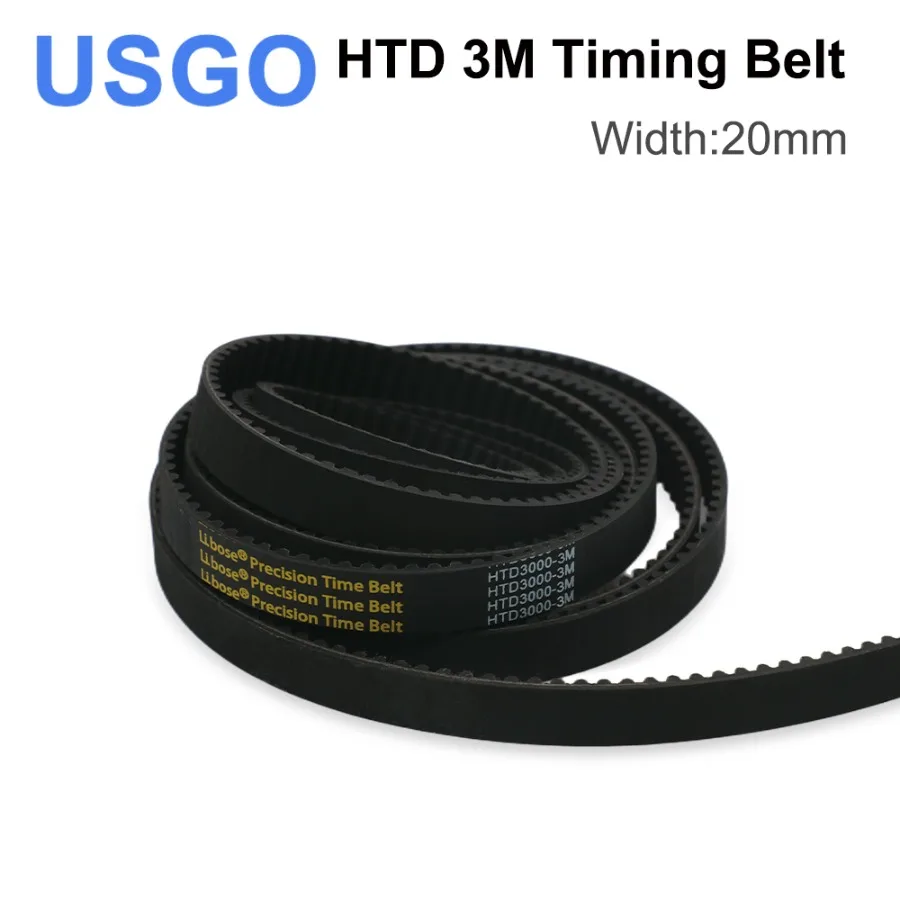 

USGO High Quality HTD 3M-20 Timing Belt 10meters Synchronous belts Polyurethane for CO2 Laser Engraving Cutting Machine