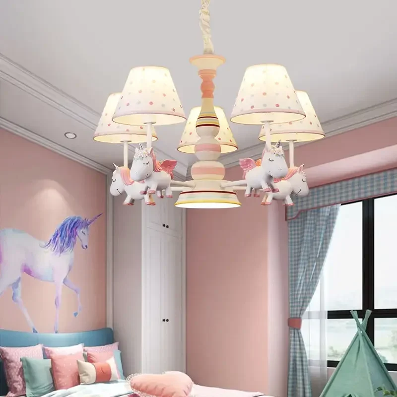 Children's Room Chandelier, Girl's Princess Room Lamp, Carousel Bedroom Chandelier, Warm and Romantic Baby Room Lamp