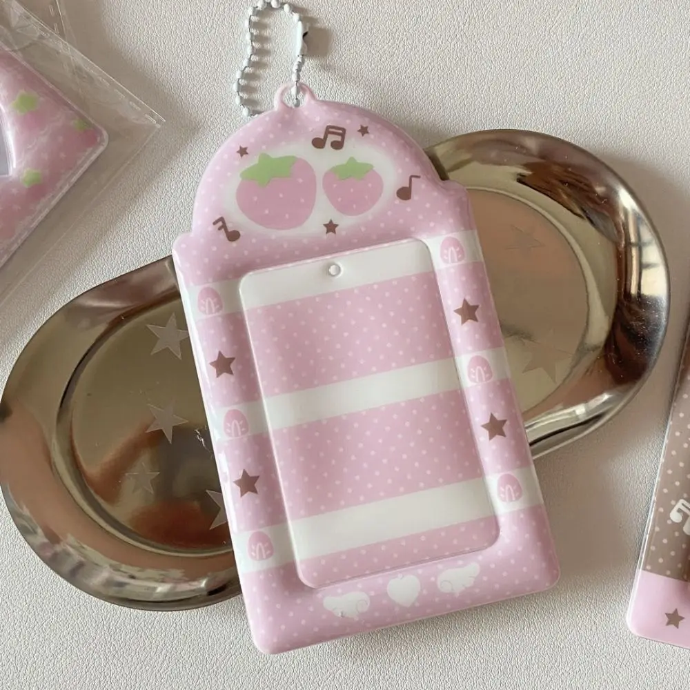 Fashion 3 inch Kpop Photocard Holder Strawberry Notes Mini Idol Photo Frame PVC Gift Card Holder Photo Display