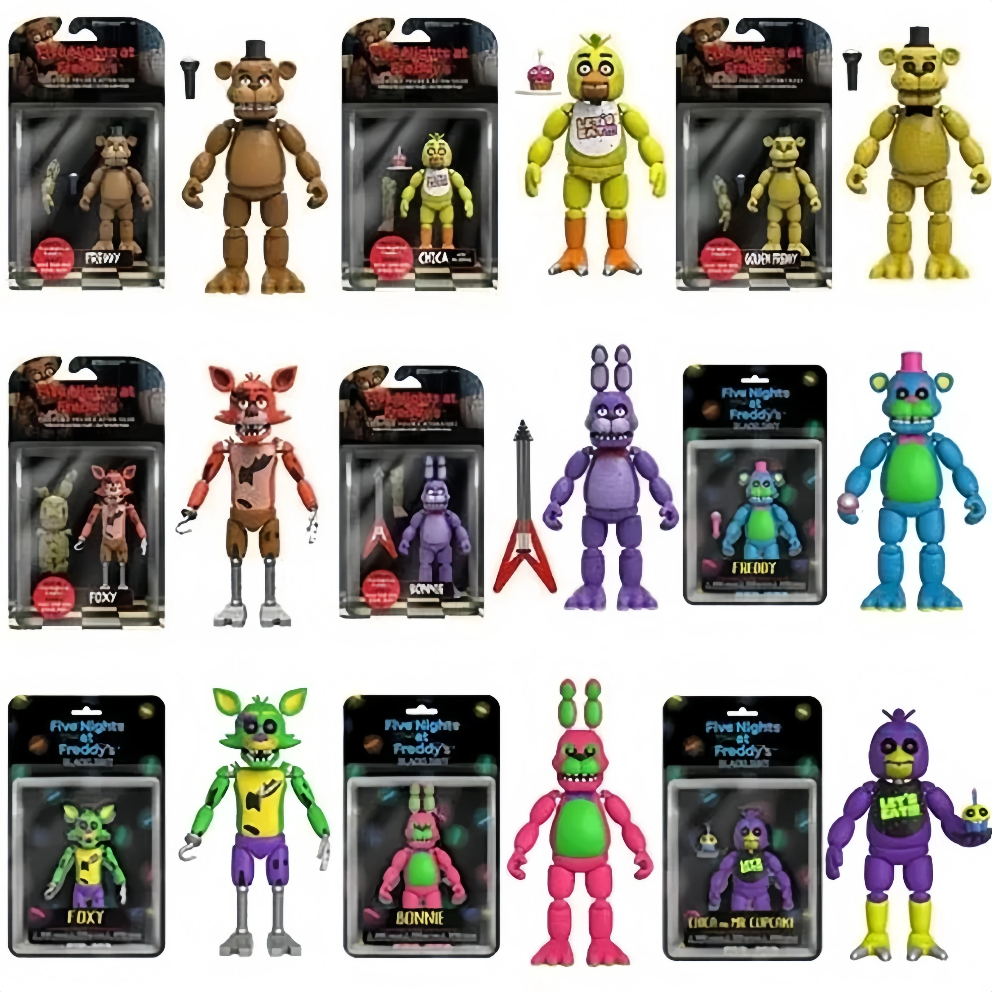 15cm FNAF Figures Freddy Bonnie Foxy Chica Fazbear Bear Action Figure PVC Collection Nightmare Fredbear Balloon Doll Model funko