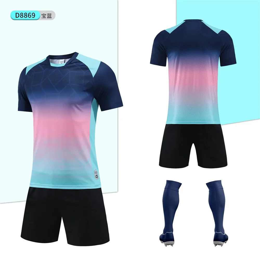 New Model Men's Soccer Jersey Sport Suit Football Team Adult Football Training Sweatshirt Custom Team Sponsor Short Tracksuit