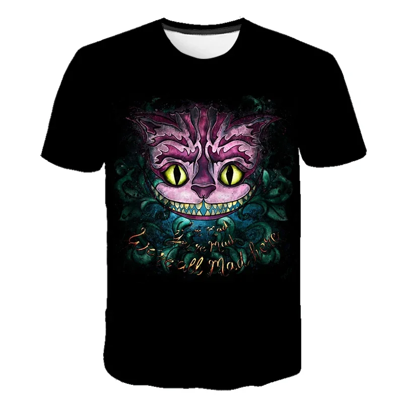 2024 Disney Alice in Wonderland 3d Print T-Shirts Cartoon Anime Men Women Fashion T Shirt Kids Tees Tops Clothes