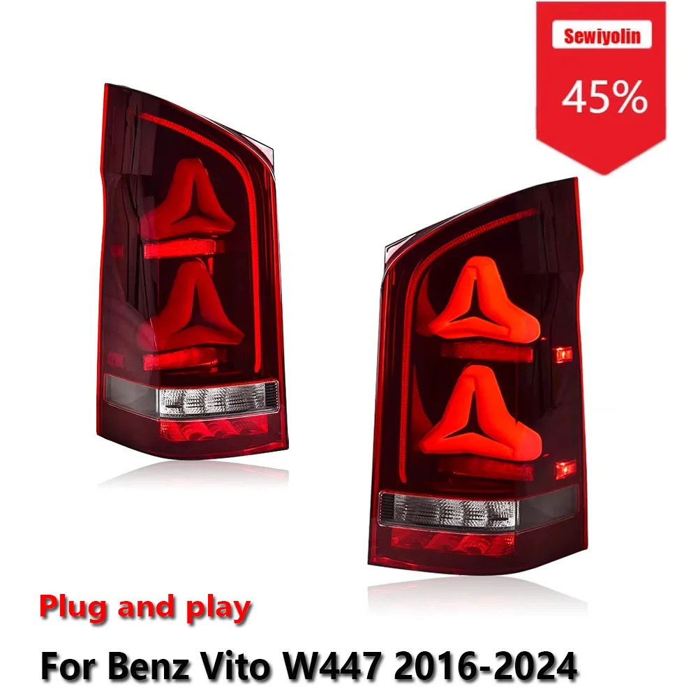 

Sewiyolin автомобильные светодиодные задние фонари аксессуары для Benz Vito W447 2016-2024 DRL тормозной указатель поворота Plug and Play