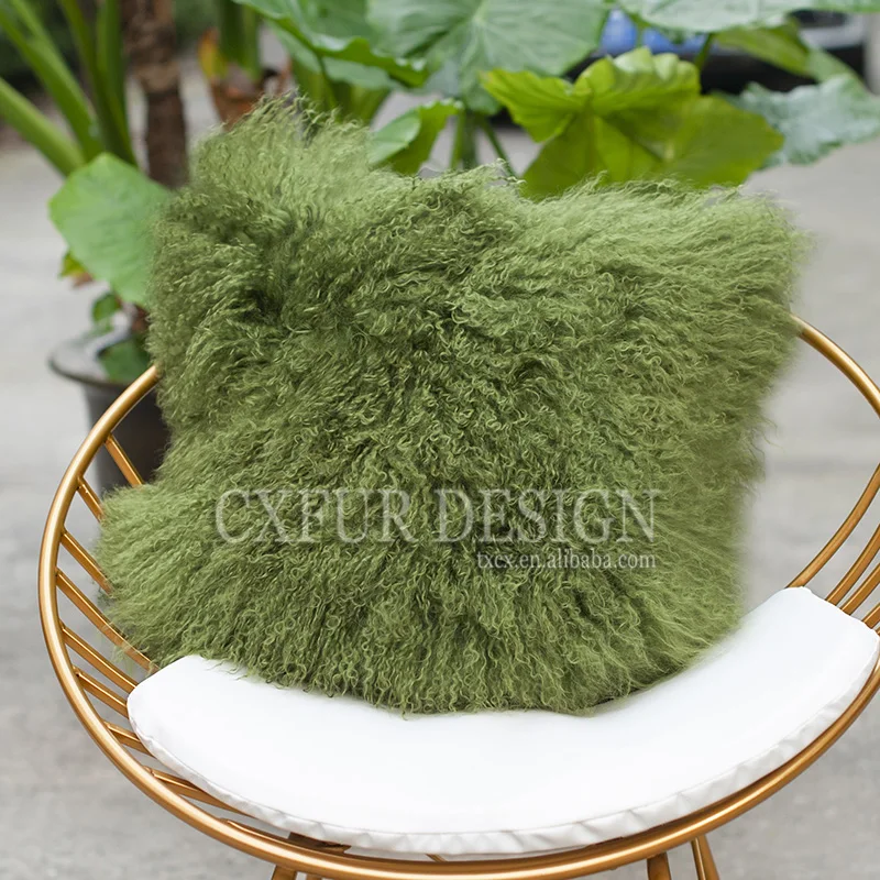 CURLY MONGOLIAN LAMB FUR Pillow Cover, FUR Cushion, New, Free Shipping, 2024