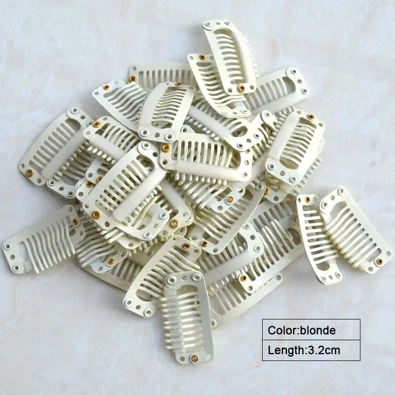

100pcs/lot Professional Hair Extension Clips Manganese Steel Salon Use Clip 3.2cm 9-teeth DIY Clip in Hair Extension