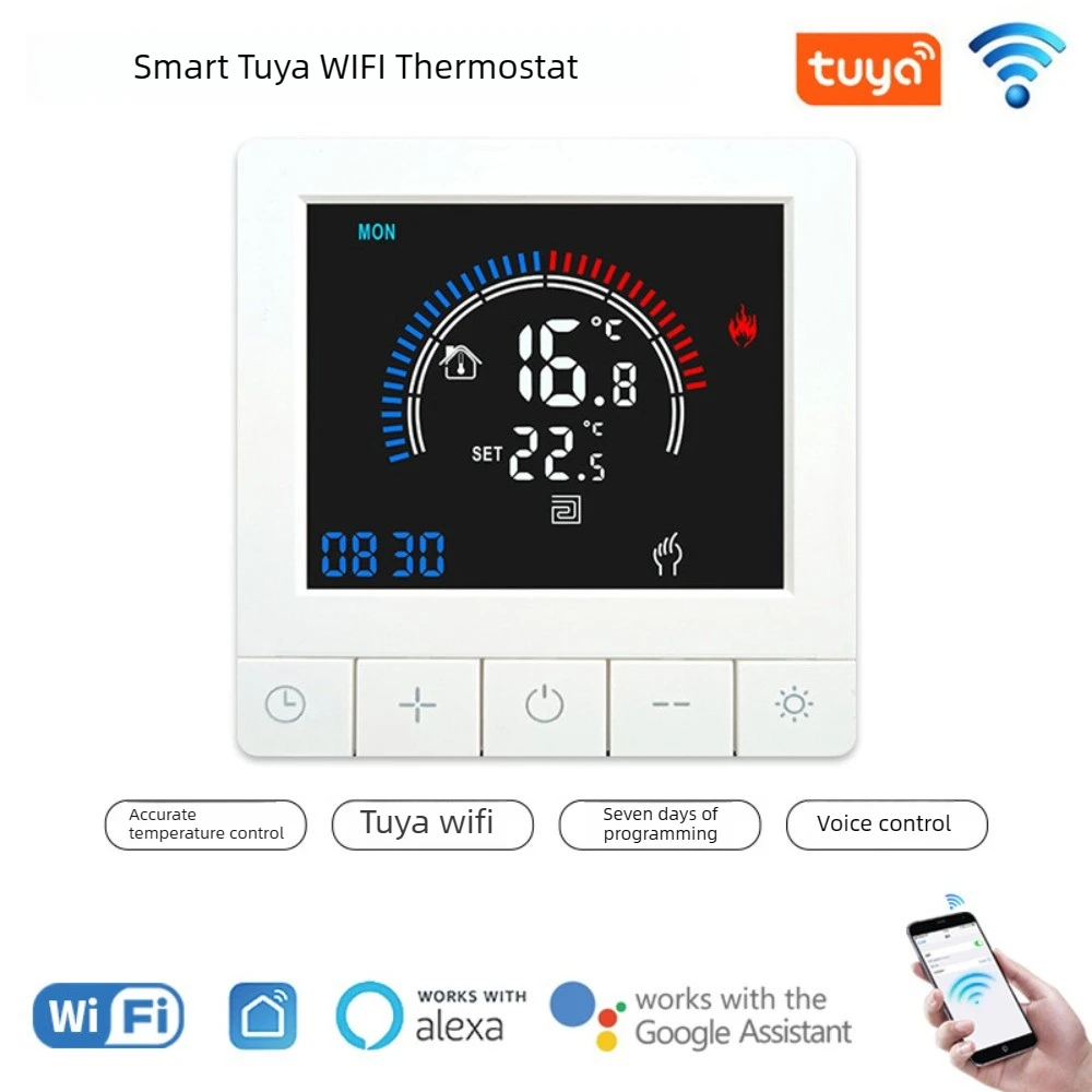 Minco Heat Smart Tuya WiFi LED Color Screen Thermostat  110V-230V AC  for Electric Floor Heating/Water Heating/Gas Boiler