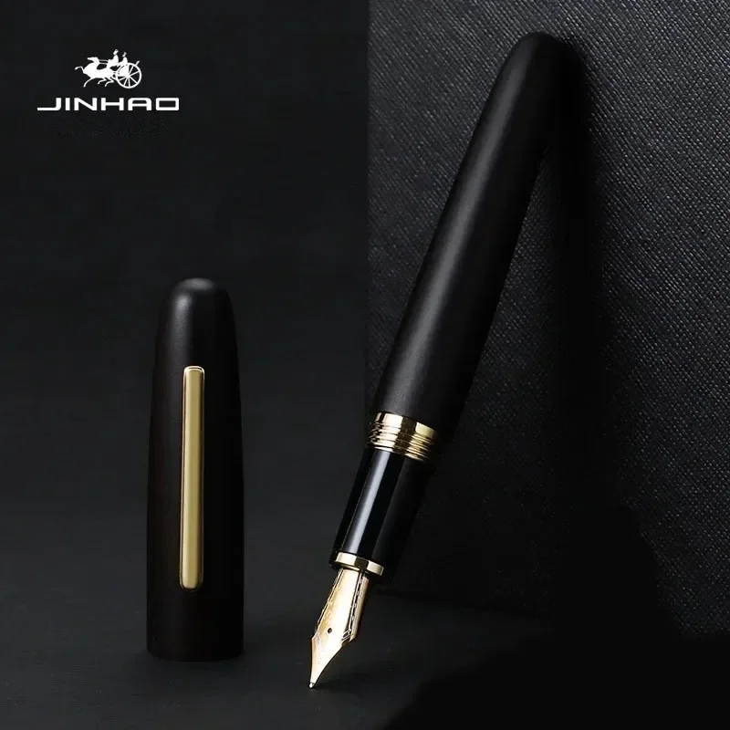 JINHAO 9056 pena air mancur kayu hadiah klasik emas M Nib putar eboni Walnut Rosewood perlengkapan alat tulis kantor siswa sekolah