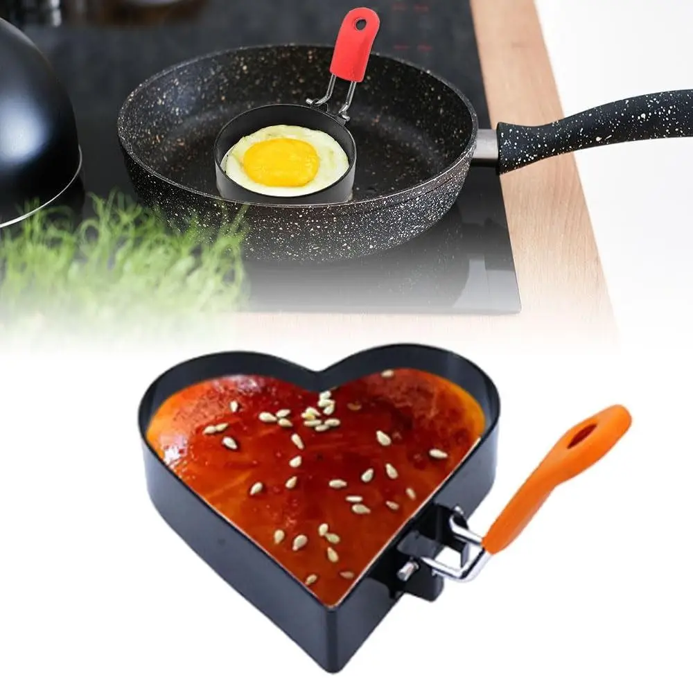 

DIY Creative Egg Rings For Frying Stainless Steel Silicone Handle Fried Egg Molds Heart Star Frying Pan Fried Egg