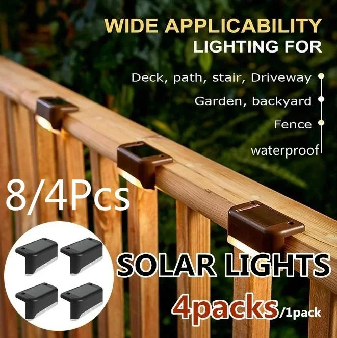 Lámpara Solar de calle para escaleras, luz Solar ecológica para valla de pared, iluminación exterior impermeable, luces para pasarela, 8/6/4/1 Uds.