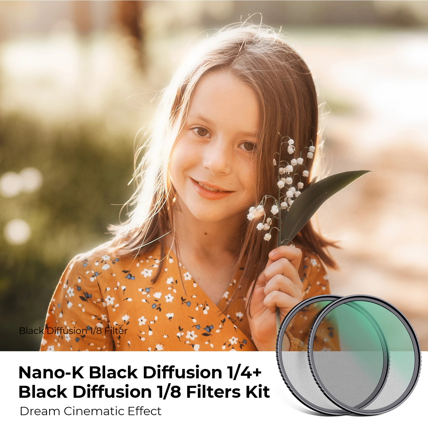 K&F Concept Filter Set 1/4 1/8 Black Mist Diffusion Filter Kits 52mm 58mm 67mm 72mm 77mm 82mm 18-Layer Water And Dust Coatings