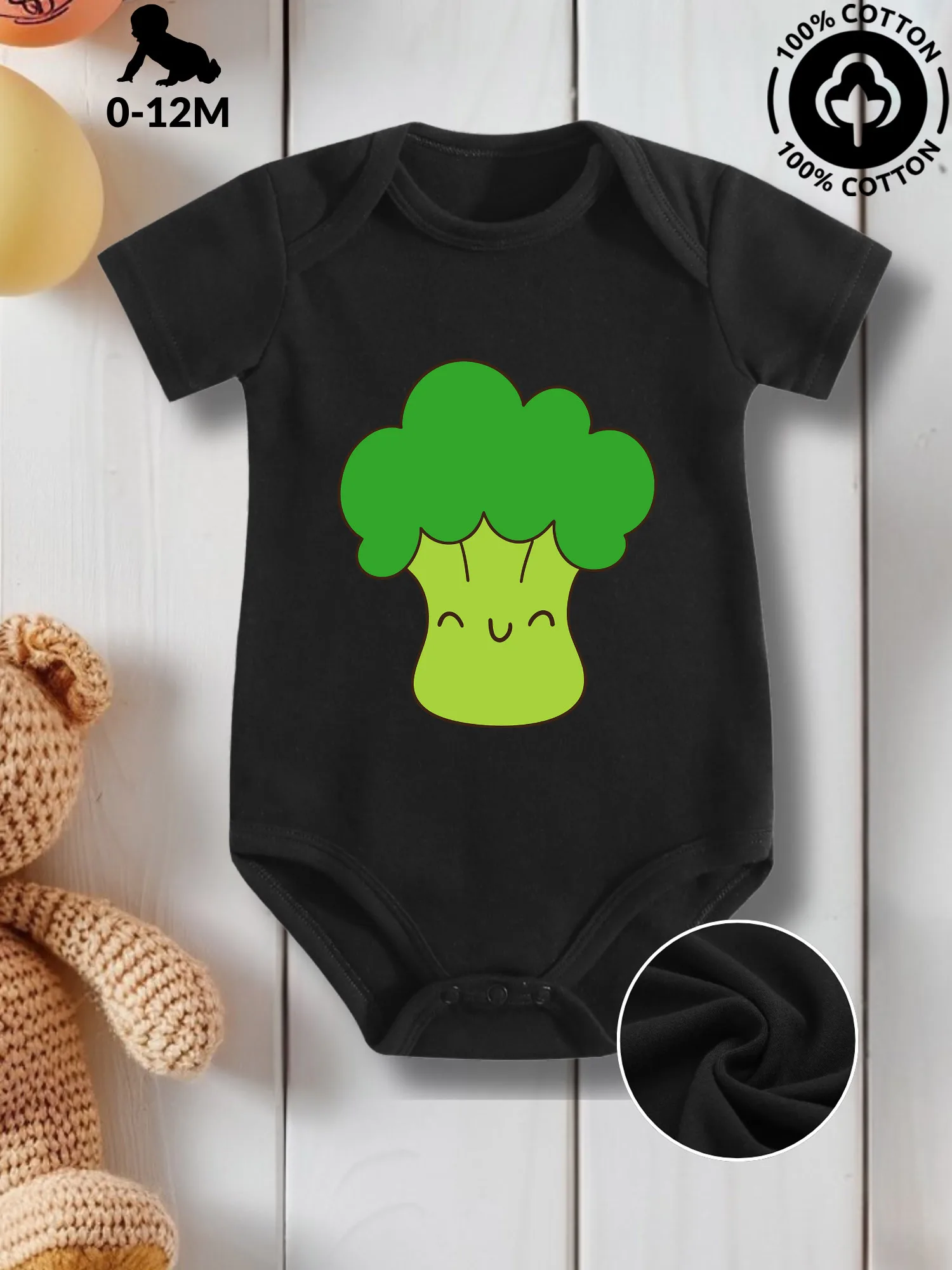 

Детский костюм Broccoli Cutie унисекс для ползания, комбинезон из чистого хлопка для ухода за кожей, всесезонный черный боди 190GSM