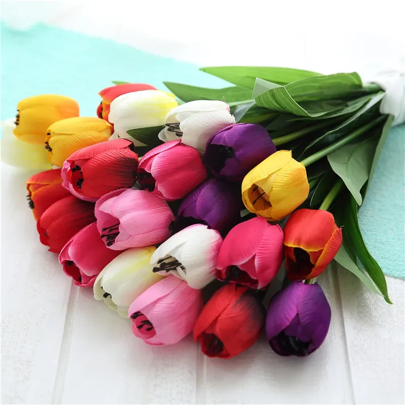 1pc Real Touch Flowers Mini Tulip Calla Flower Wedding Flower Bouquet Artificial Silk Flowers for Party Home Garden Decor Tulip