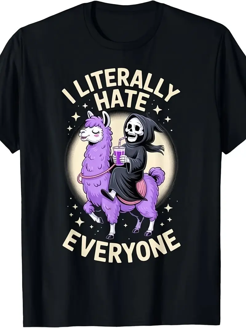 I Absolutely Dislike Everyone Humorous Grim Reaper Llama Design Hoodie And T-Shirt Perfect For Men Comfortable Daily Gym Wear