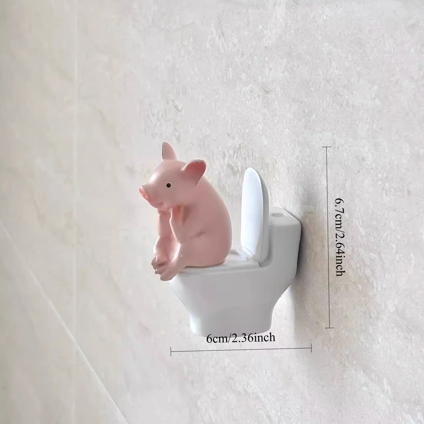 1PC Adorable Pink Pig on Toilet Figurine - Whimsical Decor for Home, Office, & Car | Ideal Gift for Friends | Versatile Indoor