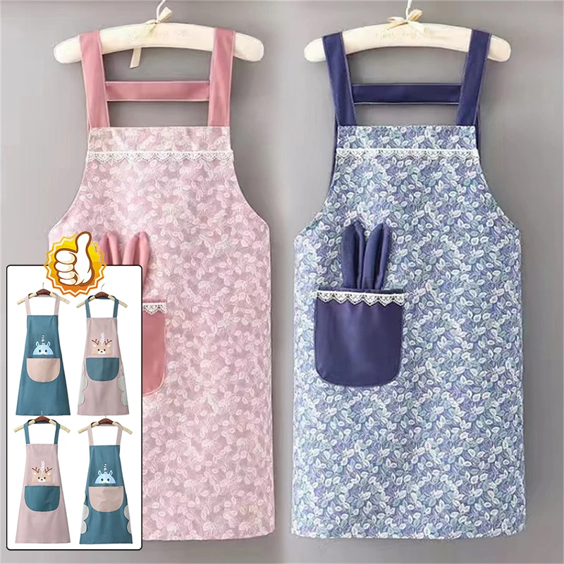 Kitchen Apron Household Baking Cooking Men Women Summer Thin Cute Rabbit Ears Work Korean Style Cooking Apron