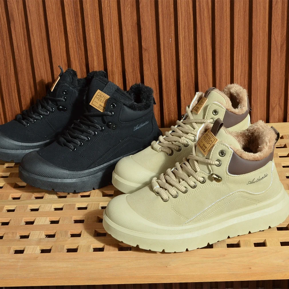 

Warm Fleece Lined Snow Boots Anti-Slip Casual Sports Outdoor Men's Boots Mountain Climbing Leisure Shoes Trendy Winter Boots