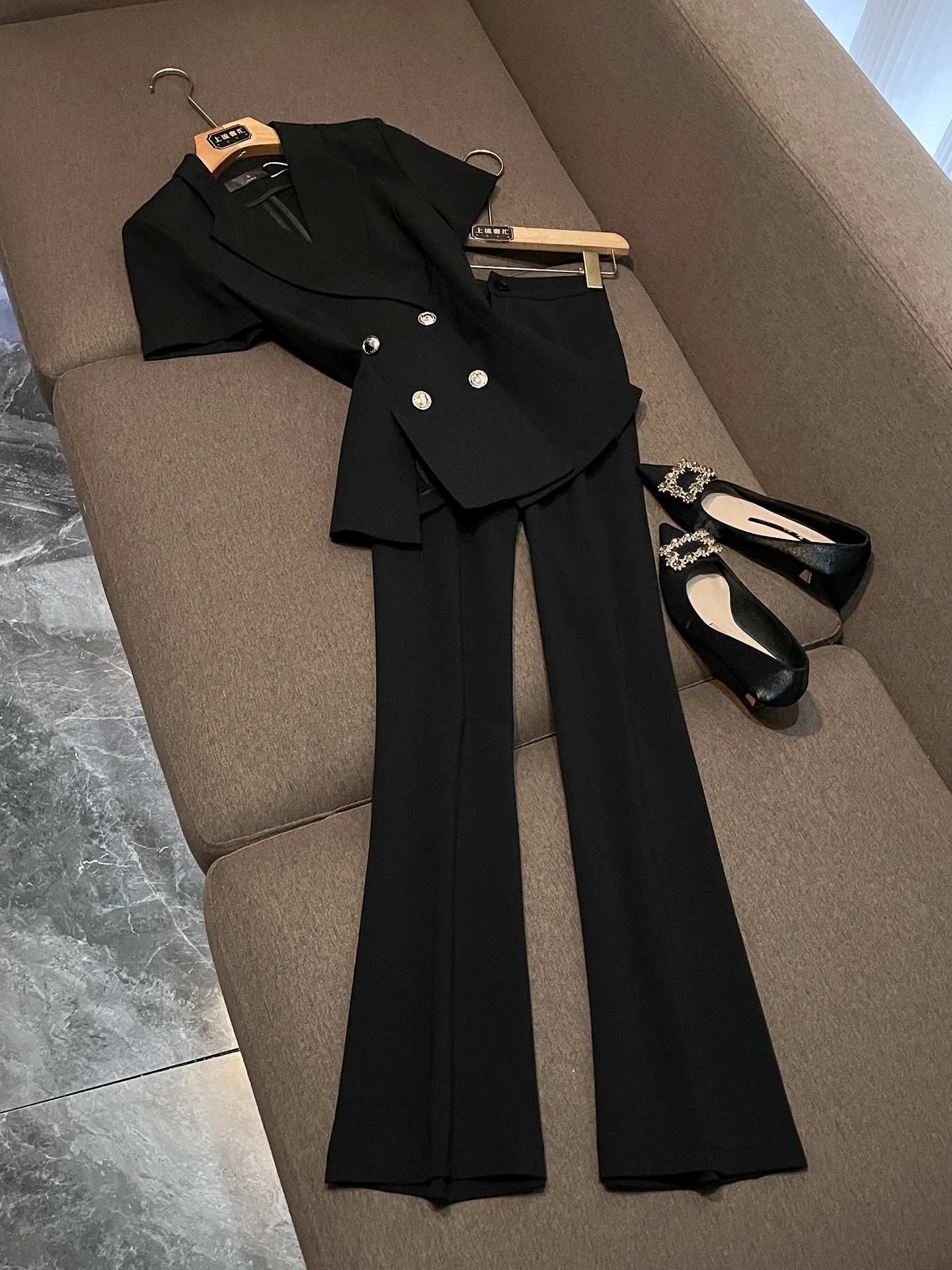 

Women's Short Sleeve Suit Set Thin Formal Workwear Managerial Professional Outfit Chinese Brand Spring 2026 P344