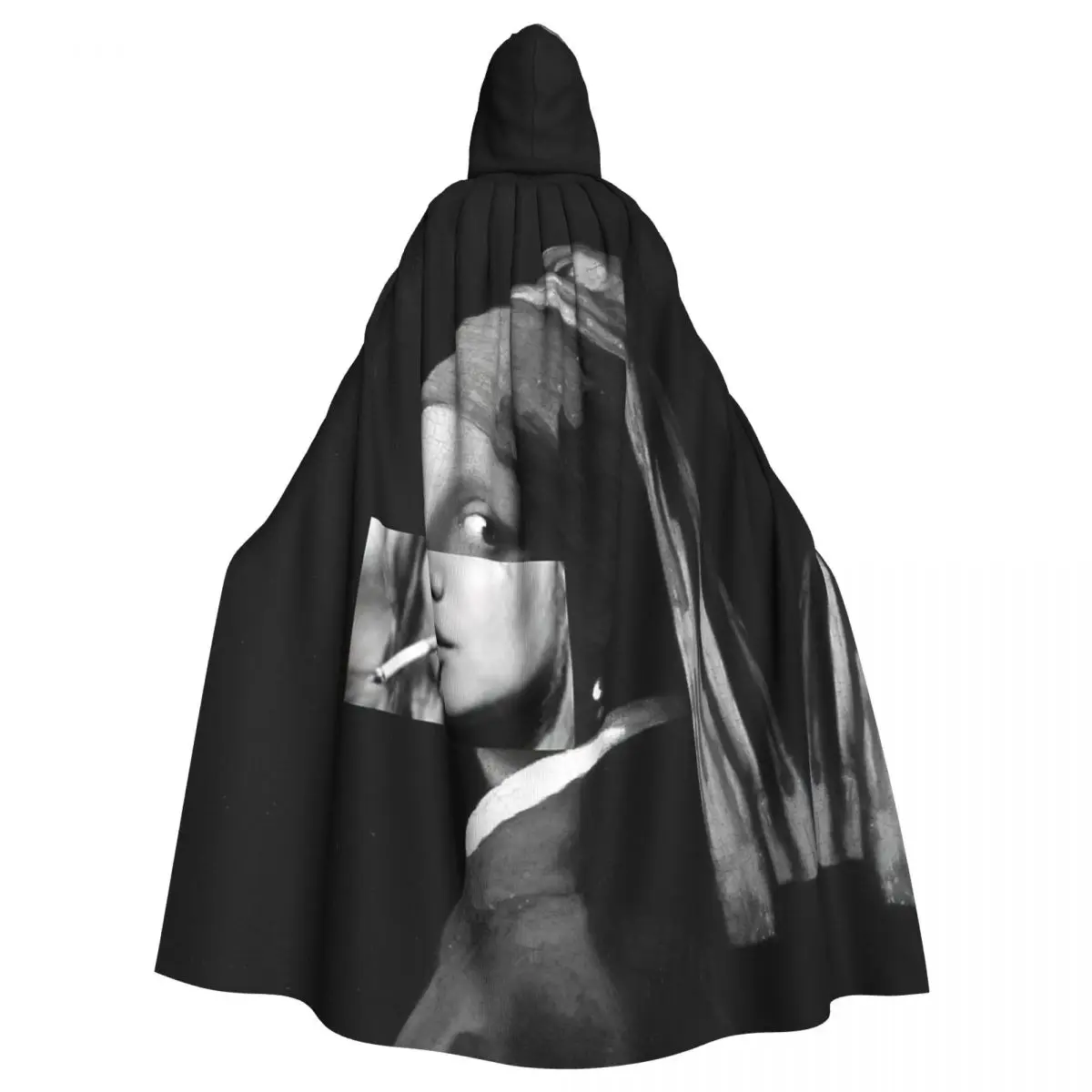 

New Girl With A Pearl Earring Art Print Hooded Cloak Halloween Party Cosplay Woman Men Adult Long Witchcraft Robe Hood