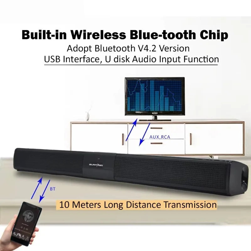 Hot Sale 4 Full-frequency Blue-tooth Soundbar TV Wireless Sound Bar Home Theater Surround Speaker System