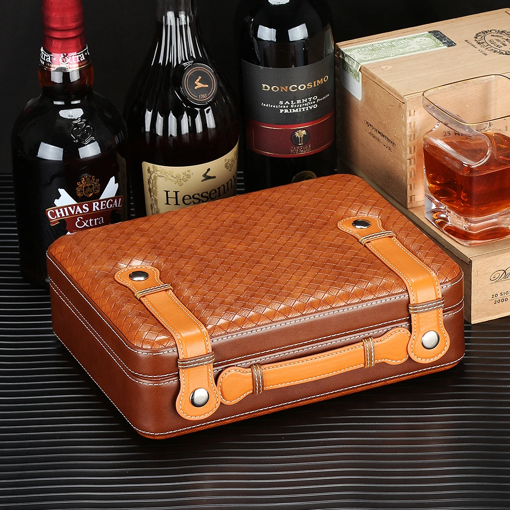 GALINER Luxury Cigar Humidor Leather Tobacco Case Box Lining Cedar Wood With Portable Humidifier Cigar Hygrometer Professional