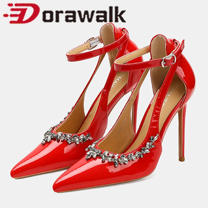 

Сексуальные туфли-лодочки 12 см, однотонные винно-красные туфли с острым носком и блестящими заклепками, элегантные женские модельные туфли из натуральной кожи на очень высоком каблуке