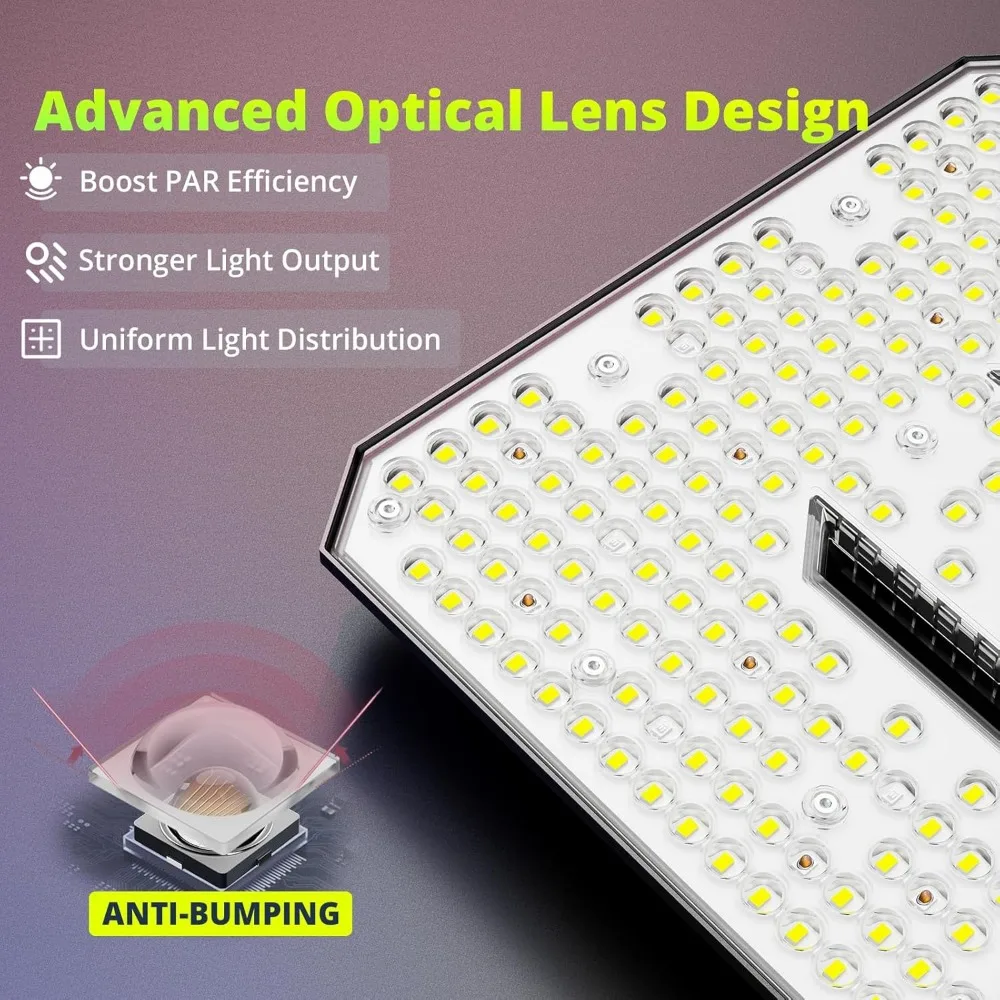ضوء LED للنمو بقدرة 150 وات، طيف كامل للنباتات الداخلية - درجة تجارية مع مفتاح مزدوج الوضع وتوافق سلسلة ديزي