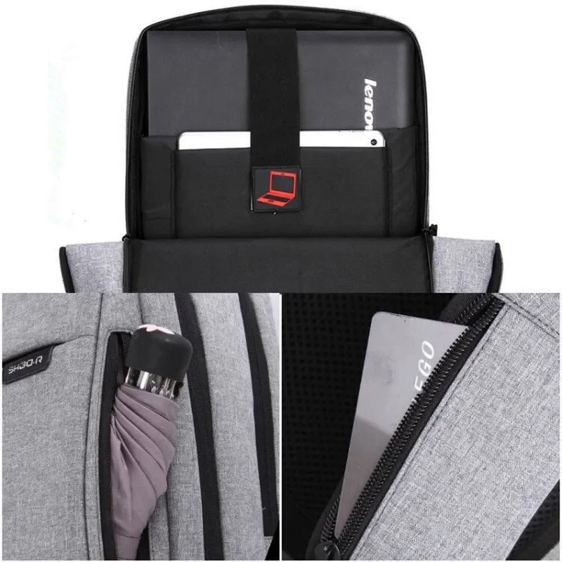 Business Waterproof USB Backpack Standalone Laptop Bit Computer Tablet Bag Travel Handbag College Student Schoolbag Storage Bags