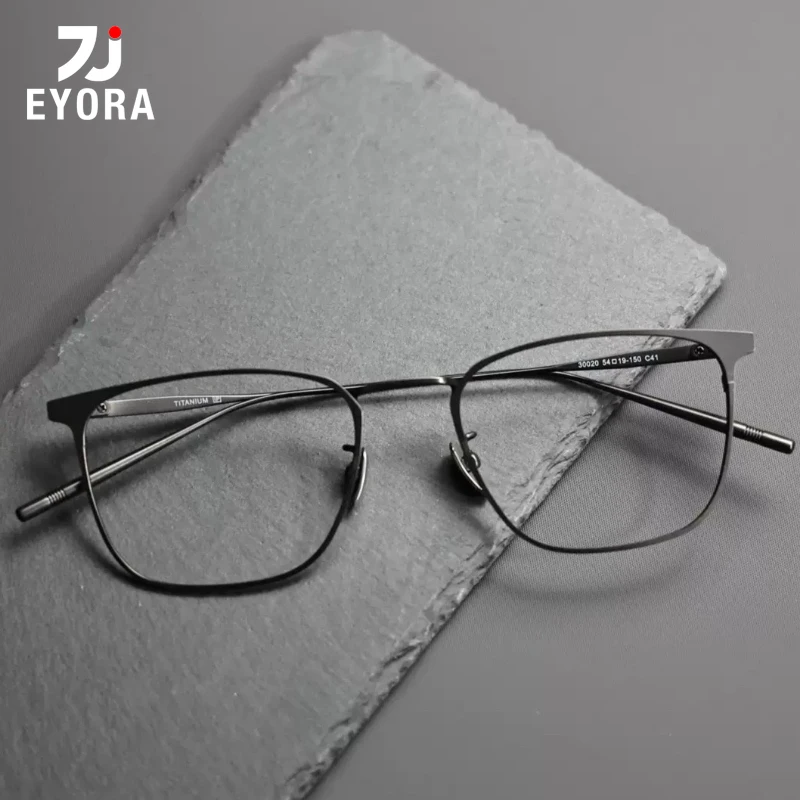 

EYORA Business Ultralight Pure Titanium Men Reading Glasses Anti Blue Ray Myopia and Hyperopia Photochromic Prescription Eyewear