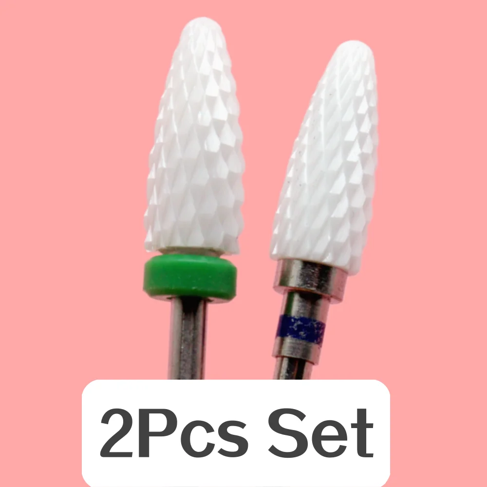 2Pcs Ceramic Nail Drill Bits 3/32