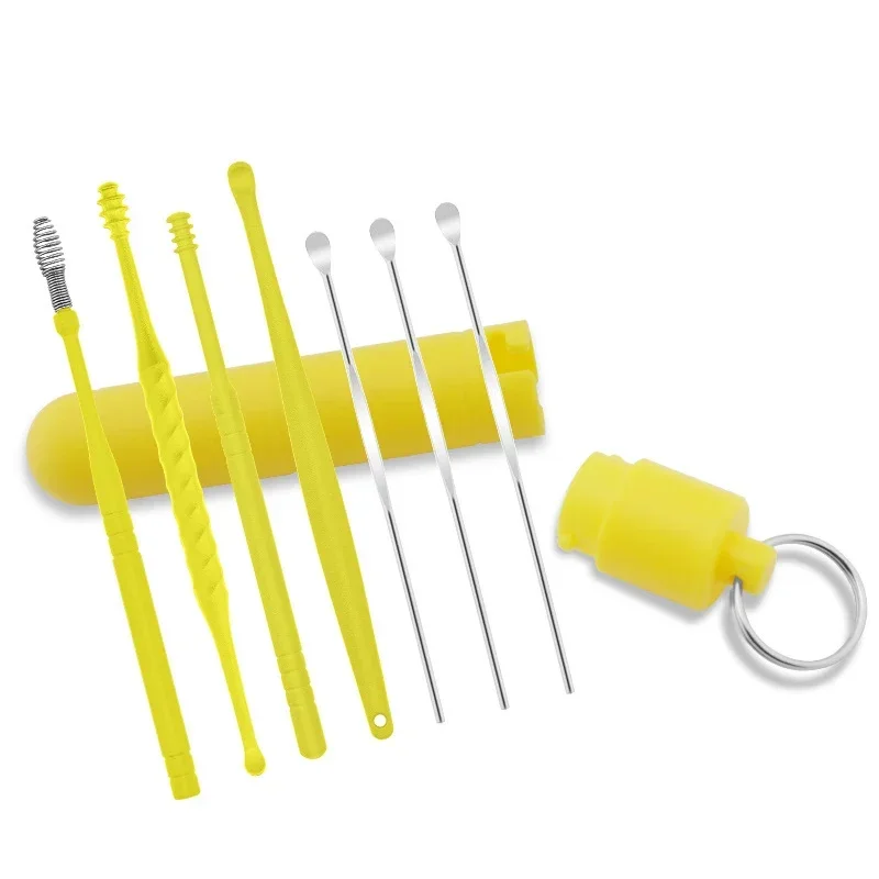 

7 шт./компл., набор для удаления ушной серы из нержавеющей стали, набор для удаления серы, набор для пирсинга, кюретка для ушей, ложка для ухода за ушами, набор для чистки ушей, очиститель ушей