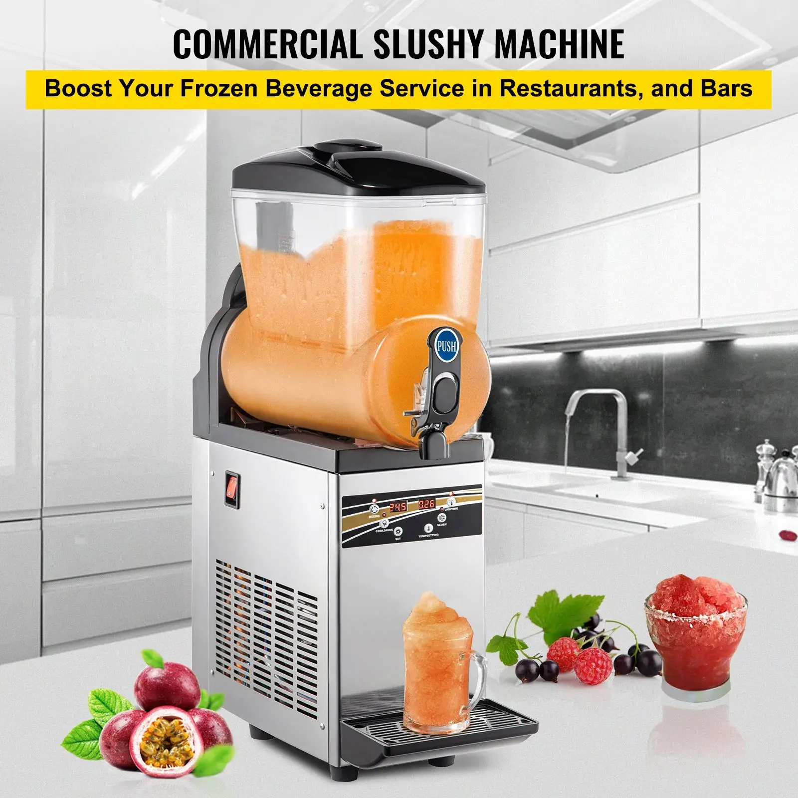 

SIHAO Commercial Slushy Machine 15L Singel Tank Slushy Machine Slushie Maker for Home Party Restaurants Cafe Bars