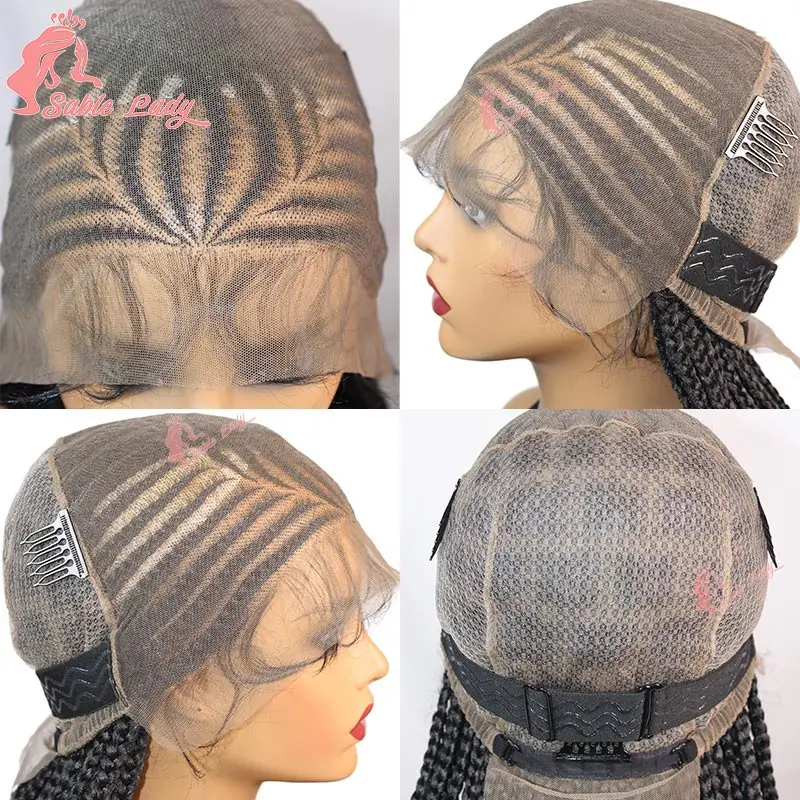 Synthetic Full Lace Box Braided Wigs Cornrow Braided Wigs for Black Women American Women Daily Use Braided Wigs New Arrival 36''