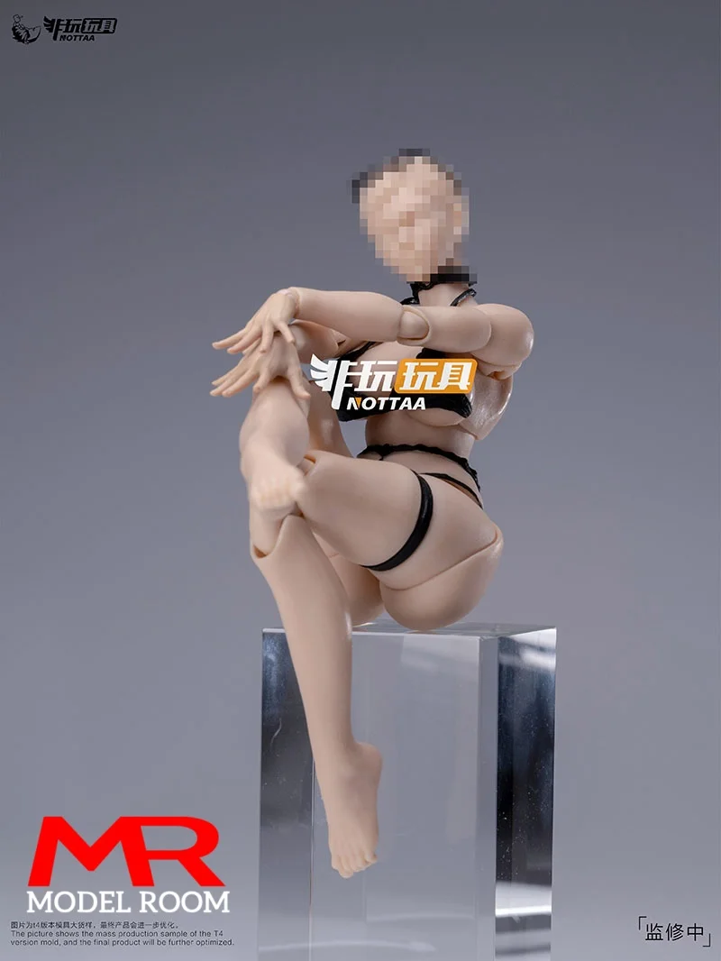 Notaman NT-04 1/12 weiblicher superflexibler Gelenkkörper, 16 cm, Mädchen, weiß, gelb, Actionfigur, beweglicher Körper mit Kopfskulptur