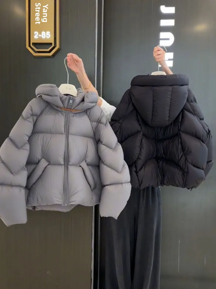 Único ort puffer jaet inverno 2025 novo coreano sle casaco de pão com capuz thi outerwear commute sle fibra de poliéster