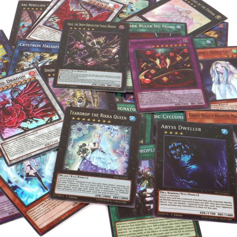 New English 100Pcs Flash Card Yugioh Deck Letter Holographic YU GI OH Master Duel Competitive Trading Board Game Collection Toy