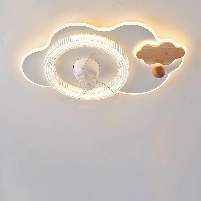 French Retro Minimalist Ultra-thin Shaking Head Ceiling Fan Lamps for Home Use Silent and Intelligent Bedroom Electric Fan Light