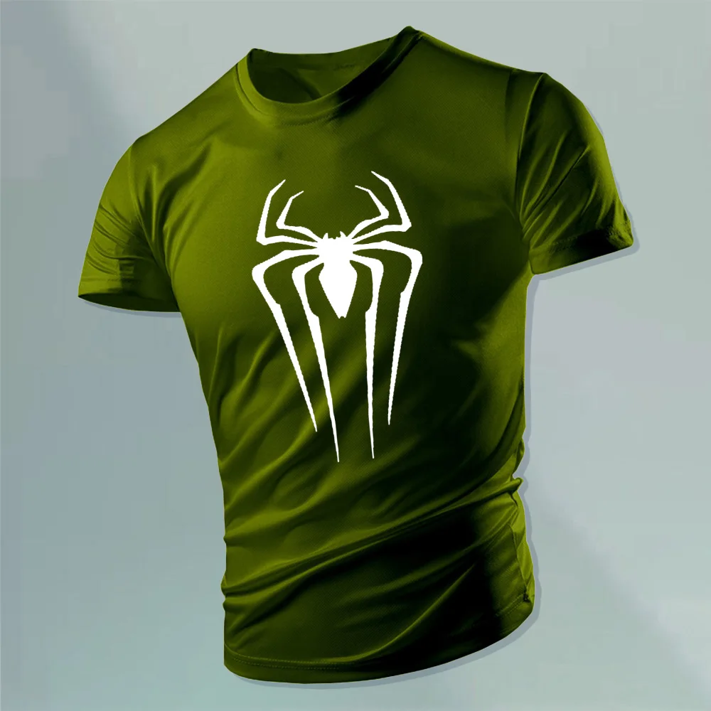 Glow-in-the-dark spider Print short-sleeved tops Summer Men\'s Outdoor Recreational Sports T-shirt Adult Fitness Running tops