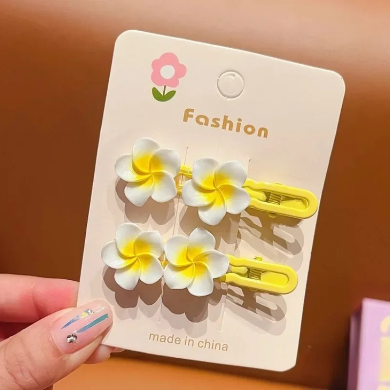 Yellow Mini Lily Hair Clip Korean Sweet Phalaenopsis Cherry Blossom Hairclaw Designer Pink High Elasticity Rubber Band Hair Rope