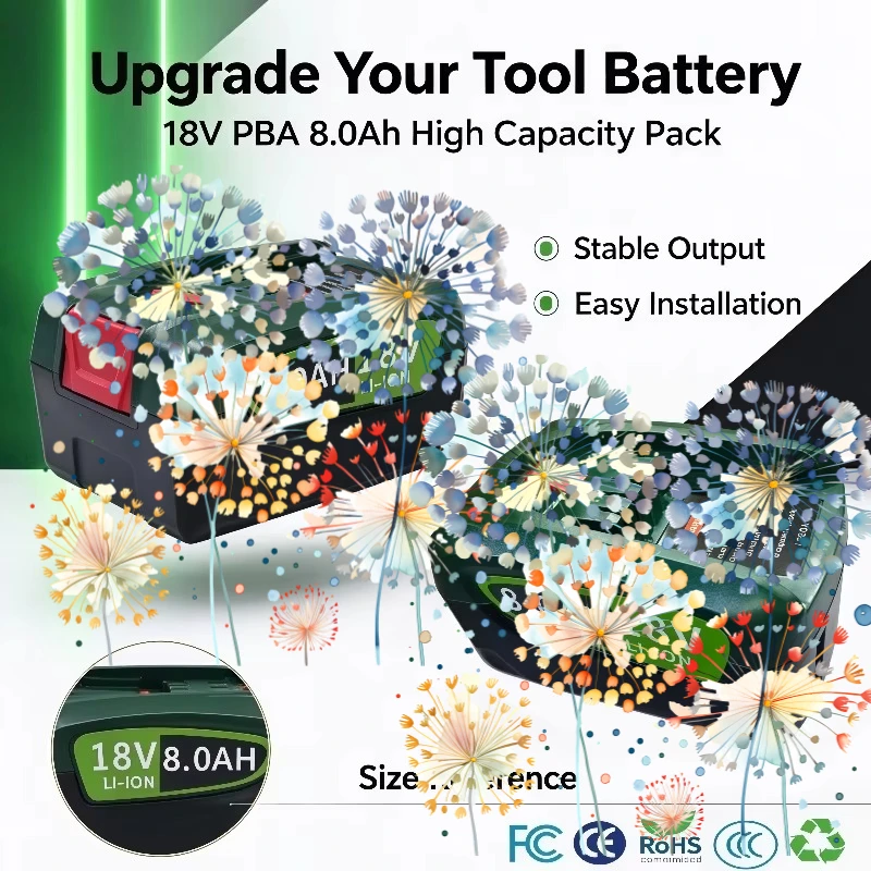 18V 8000mAh PBA Lpega Rechargeable Li-ion Battery Replacement Pack Fit for AL18815CV AL1830CV AL1880CV AL1810CV Power Tools