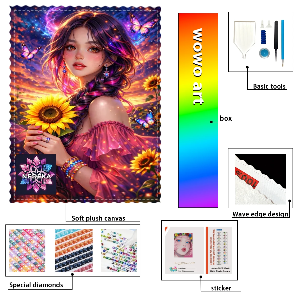 

【NEDEKA_ Diamond Art】Разноцветный подсолнух и девочка, 120 цветов, стразы Crystal AB, стразы FD, идеальные стразы из смолы.