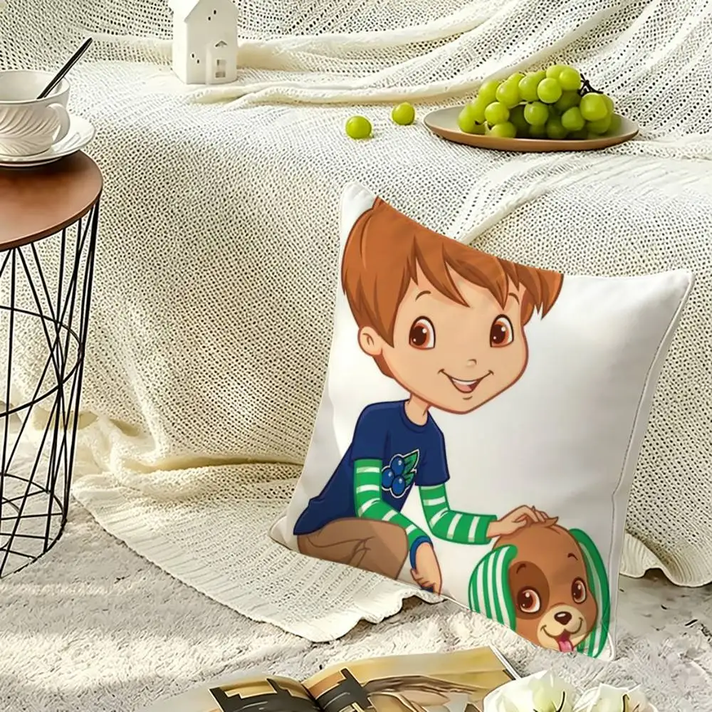 S-Strawberry Shortcake Berry Square Double-Sided printed Pillow Case Bedroom Bedside Pillow Sofa Cushion Cover