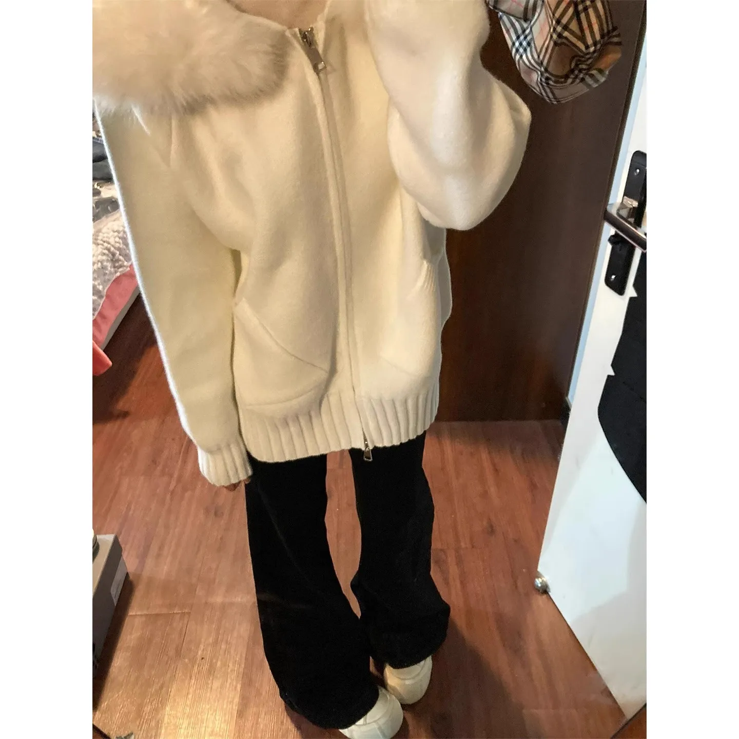 

Корейский милый вязаный кардиган, женская куртка с меховым воротником, ранняя осень, новый атмосферный топ