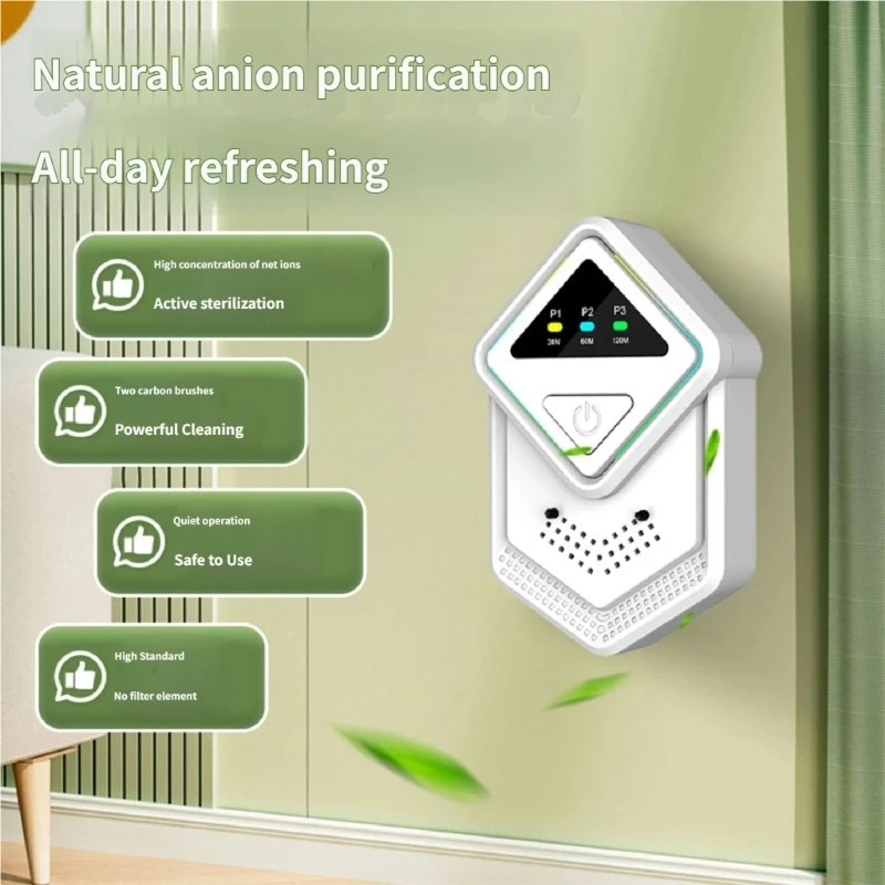 Wall Plug In Electronic Room Air Ionizer with Illuminated Light, Front Button Panel for Bedroom, Study, and Living Room 37JD
