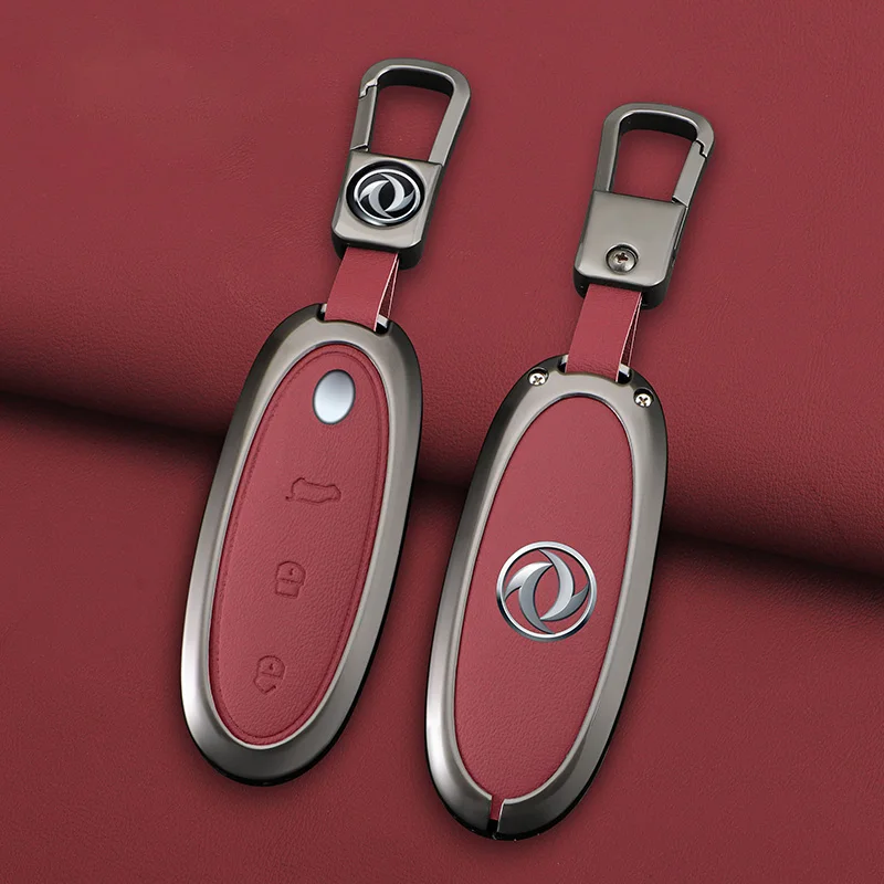 3 Buttons Zinc Alloy + Leather Car Key Case Cover Shell Skin Holder For 2024 Dongfeng NAMMI 01 new Energy Remote Key Protection