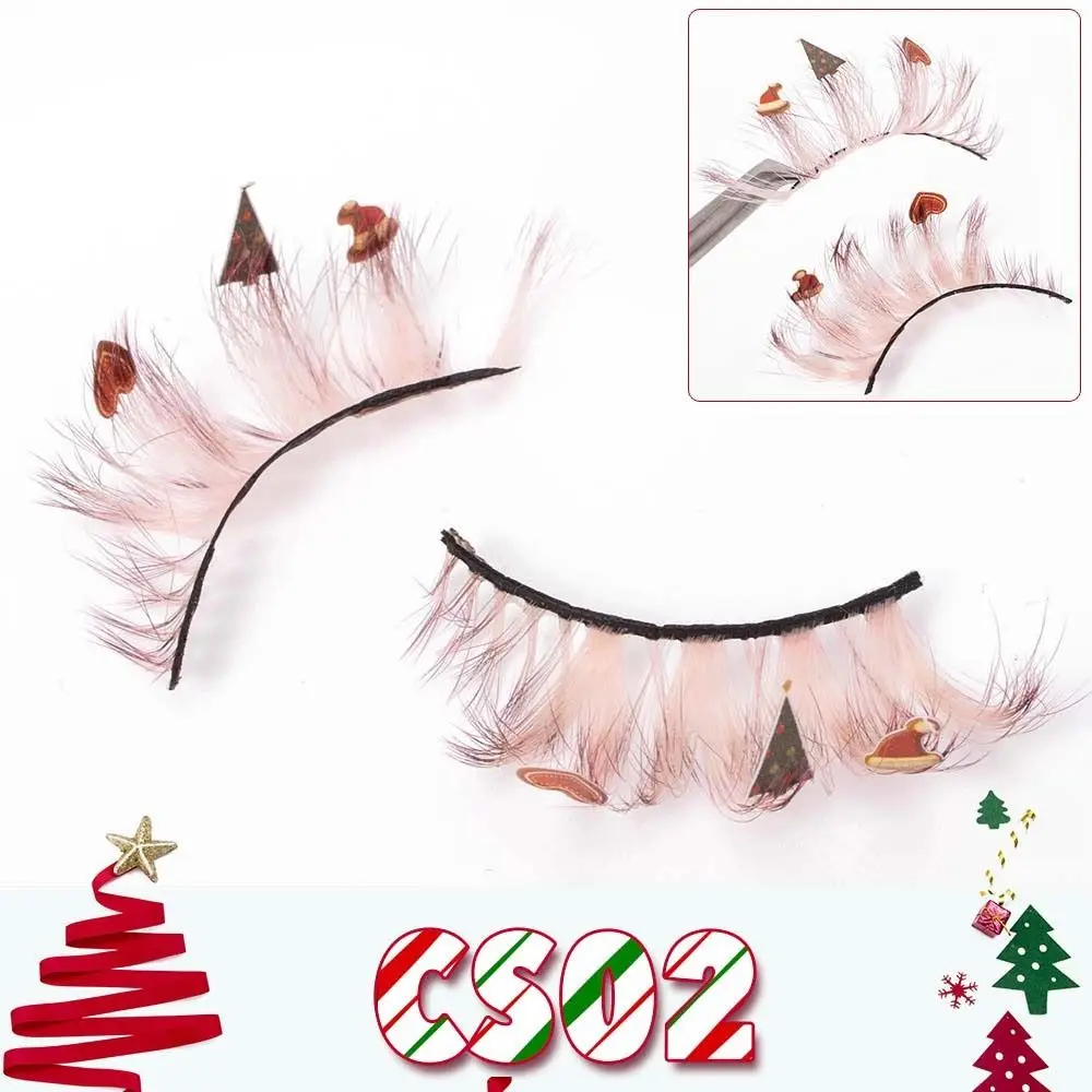 Chemical Fiber Christmas False Eyelashes Animal Elk Eyelashes Extension Christmas Fluffy Segmented Lashes Cartoon Snowman Beauty