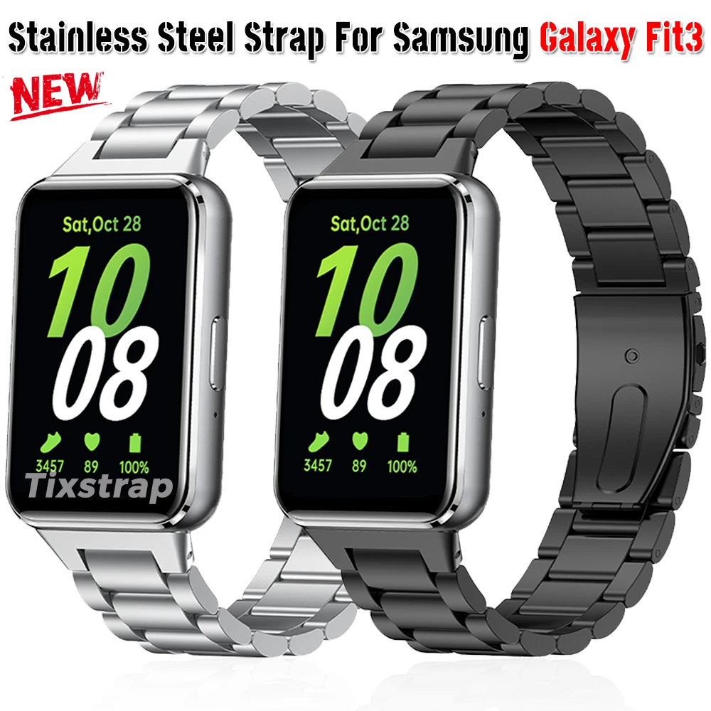 Stainless Steel Metal Strap For Samsung Galaxy Fit3 SM-R390 Band Bracelet For Galaxy Fit 3 Wristband Replacement Accessories