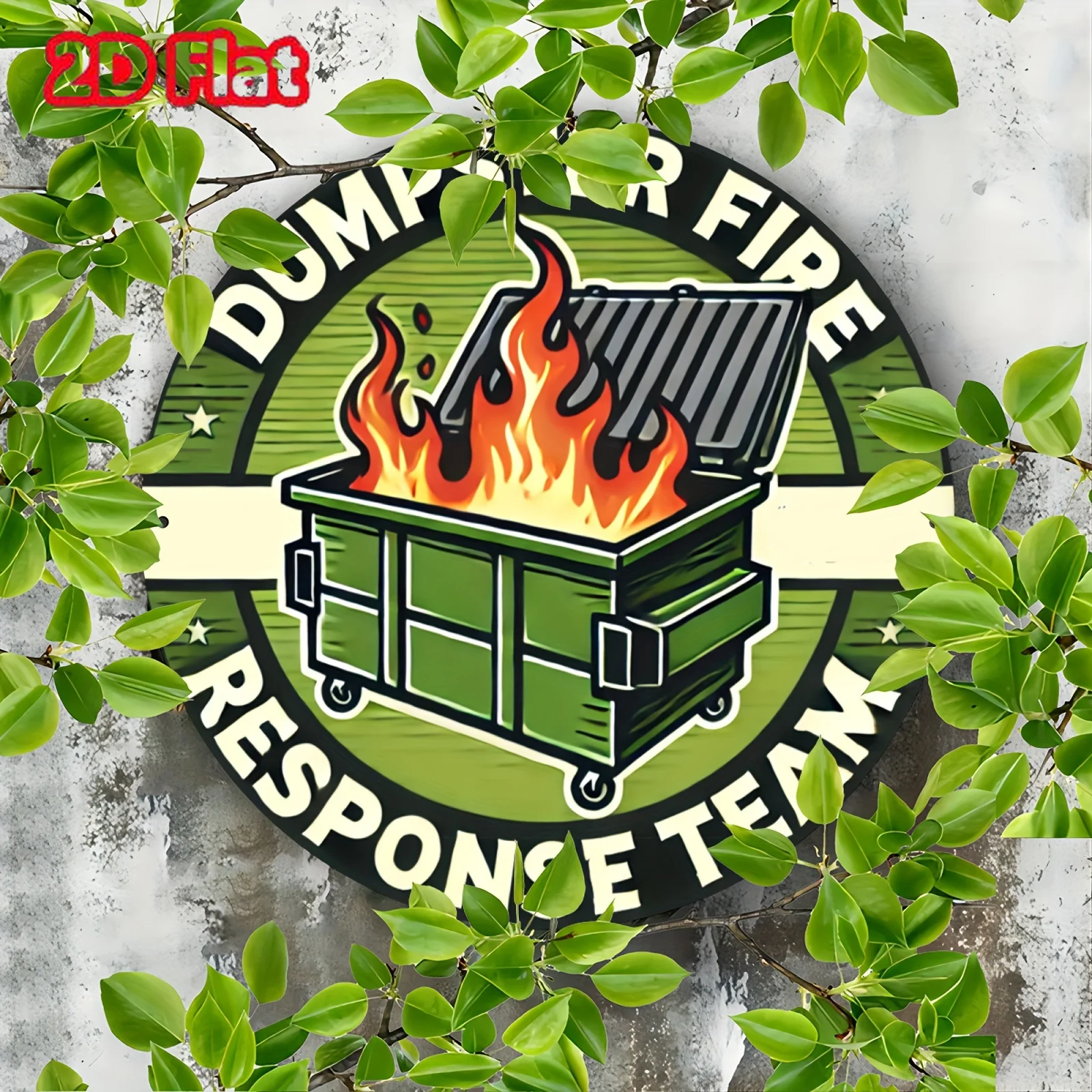 "فريق Dumpster Fire Response Team" لوحة فنية جدارية ذات طابع حيواني وخيالي، مثالية لديكور المزرعة والبار ورجل الإطفاء