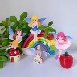 4pc Flower Fairy Elf Figure Ornament Pvc Craft Miniature Figure Tiny for Garden Micro Landscape Potted Decor